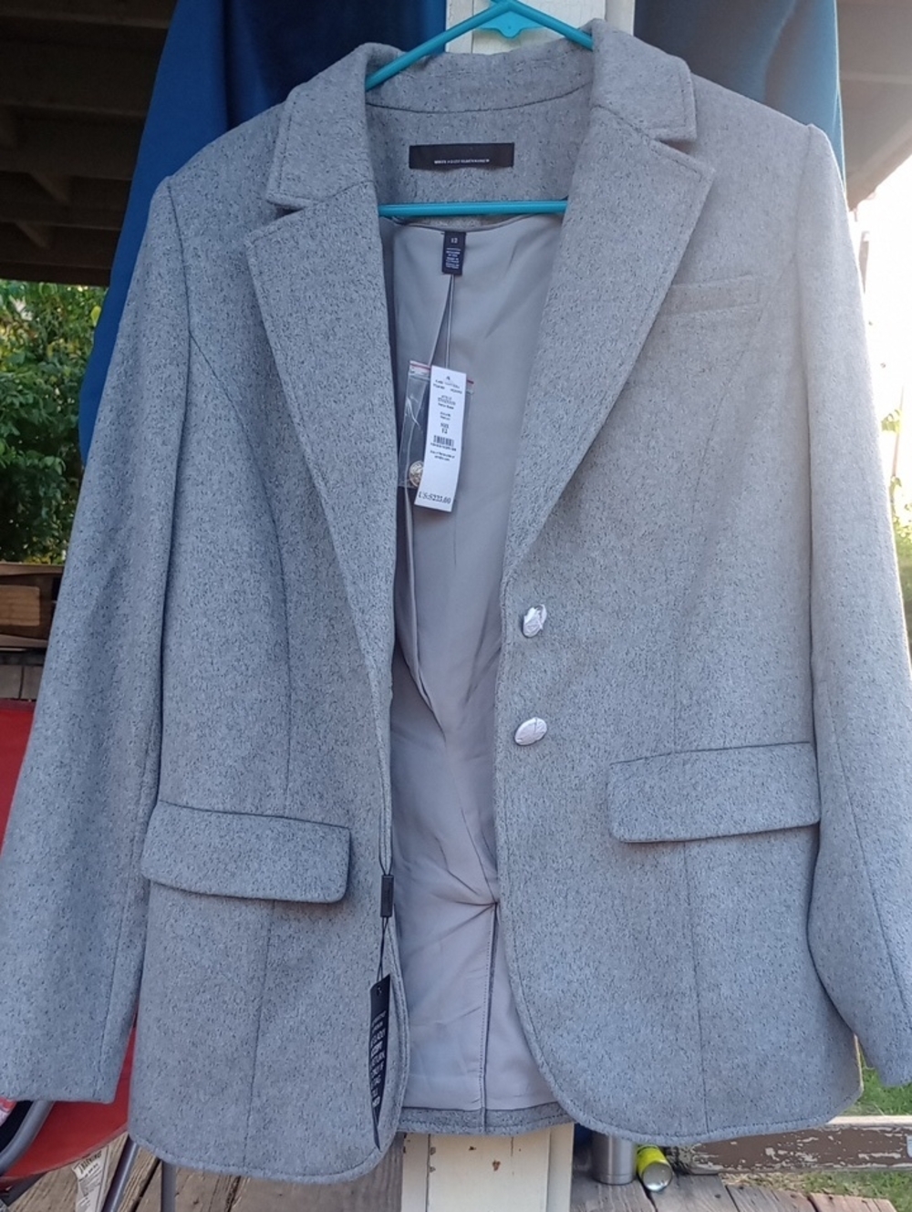 White House Black Market Light Gray Wool-Blend Blazer